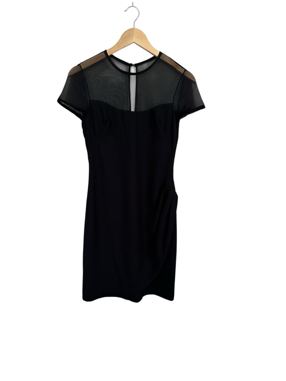 Vintage Ann Taylor Little Black Sheer Upper Short Sleeve Mini Dress Size 6